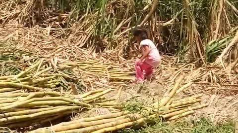 Cute baby in village