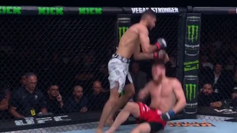 Fares Ziam put Matt Frevola out cold with the knee #UFCParis