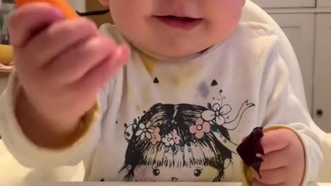 Cute baby eat food