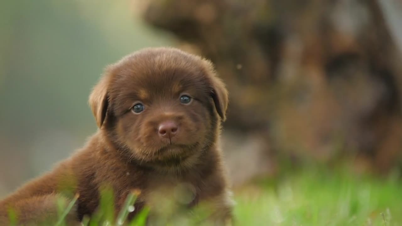 Cute baby Dog in beautiful garden