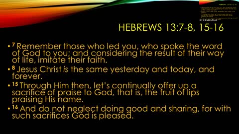 Living Well -- Hebrews 13:1-8, 15-16