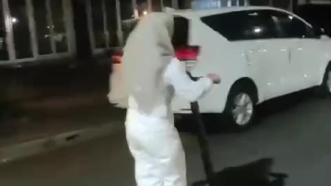 Playing scooters at night with my darling