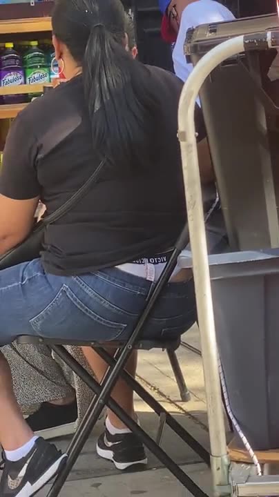 Latina MILF Blue Thong in Public