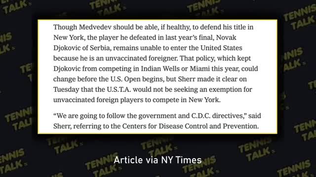 Djokovic BANNED Medvedev Allowed as US open 2022