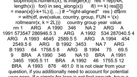 Getting moving average from different groups in an unbalanced panel data