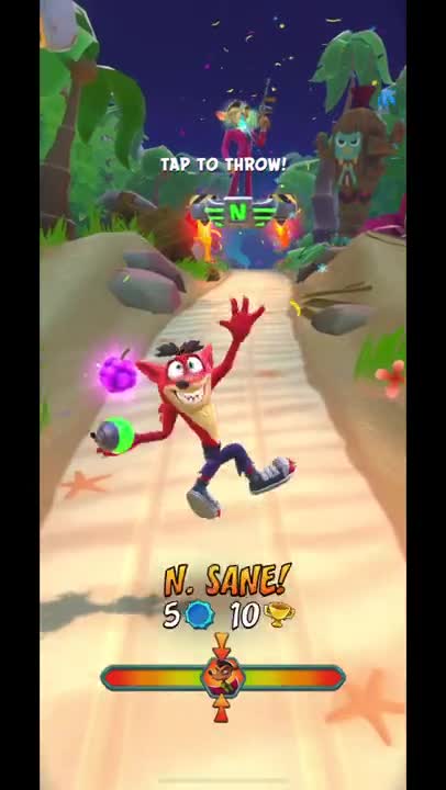 Pinstripe Potoroo Battle Run Gameplay On Beach Jungle - Crash Bandicoot: On The Run! (Season 5 Boss)