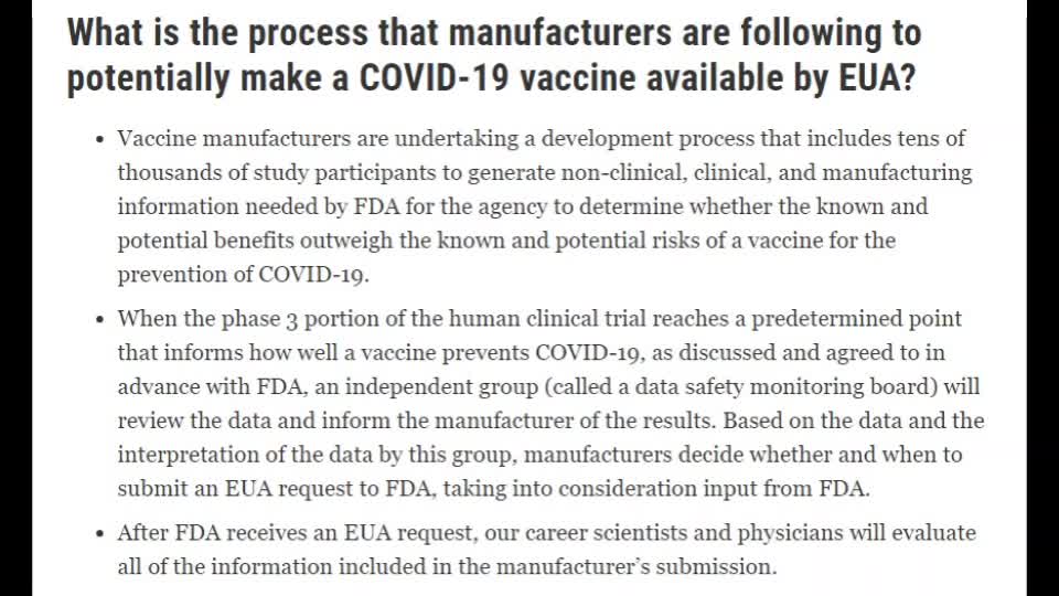 "Emergeny" use is "expermentail" vaccine FDA