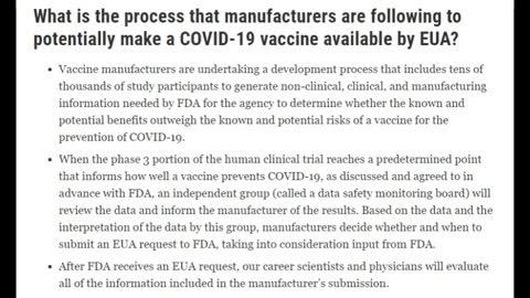 "Emergeny" use is "expermentail" vaccine FDA