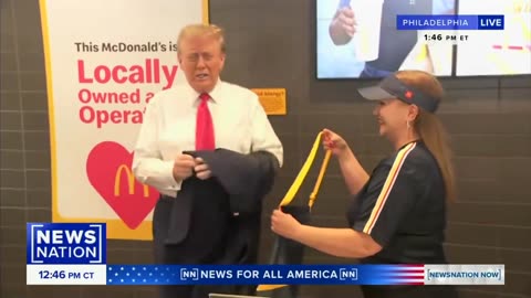 Trump is getting suited and booted for his new role at Mickey D's! 🍟