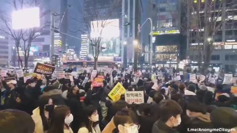 Demonstration in Seoul South Korea against the Covid mandates.