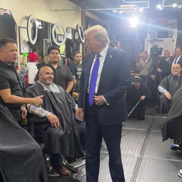 Trump visits Javiel’s Barbershop in Bronx, NY