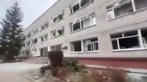 Ukraine near Kiev. 2 tanks of rashists fired at ordinary houses and a school.