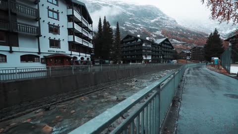 Walking in the rain in Switzerland