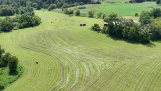 Hay Baling with Tractors Ariel
