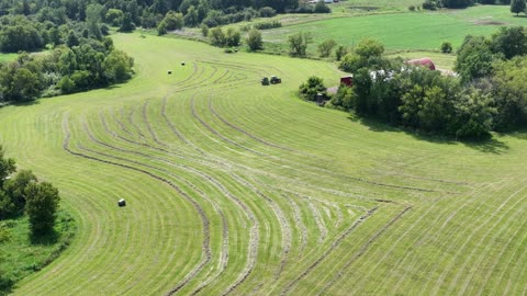 Hay Baling with Tractors Ariel