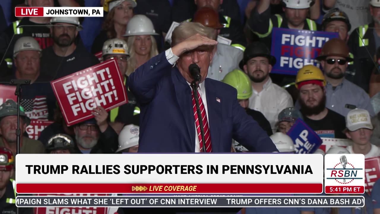 WATCH: President Trump Gives RSBN a Shout Out During the Rally in Johnstown, PA - 8/30/24