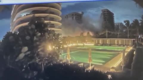 Surveillance footage of Miami condo collapse