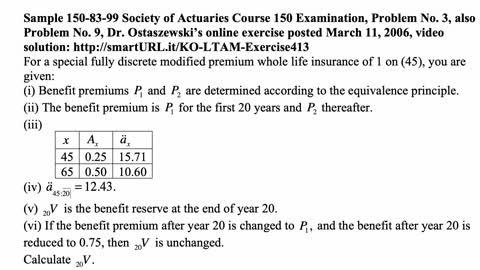 Exam LTAM exercise for September 16, 2021