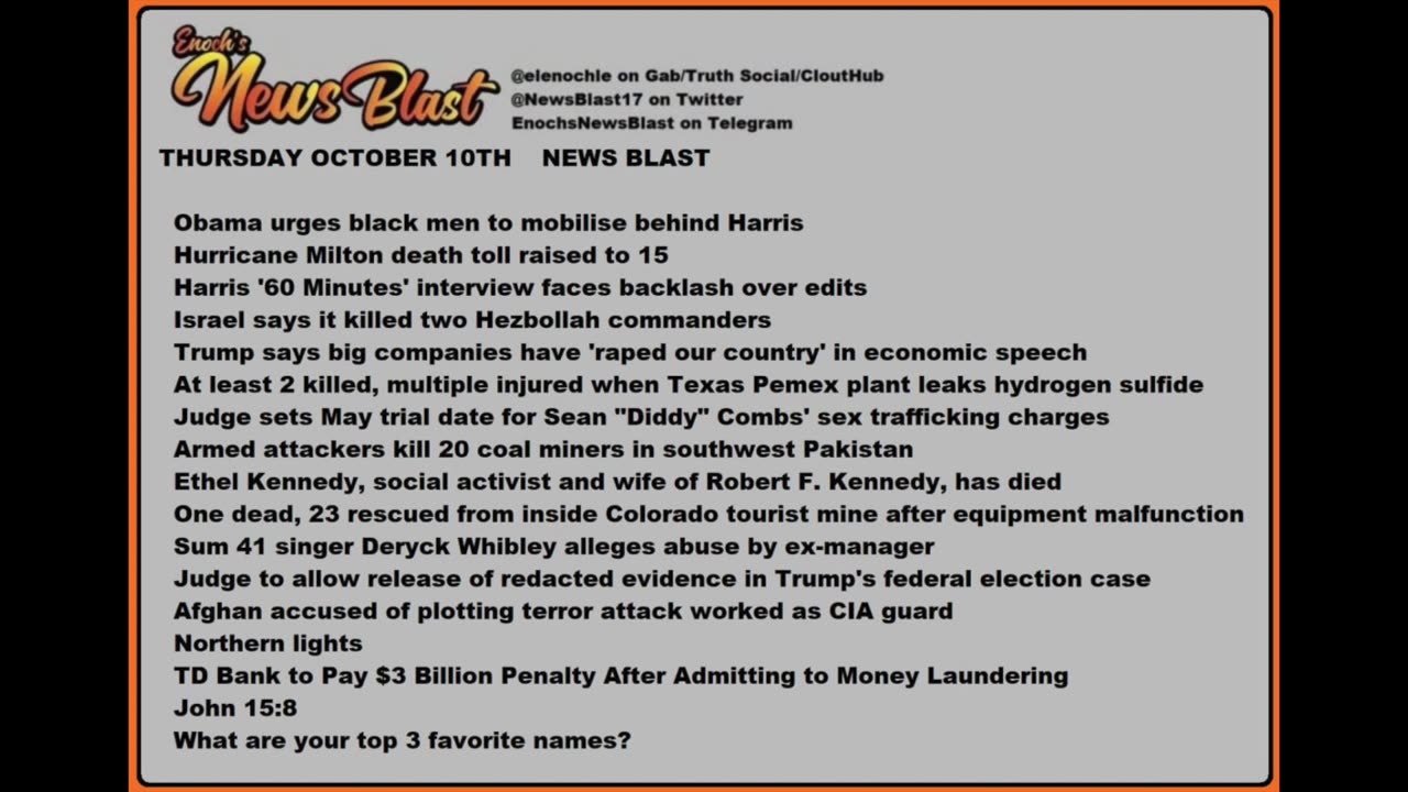 Friday, October 11, 2024 News Blast