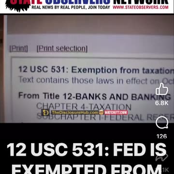 The Federal Reserve is now Tax Exempt as of 1/10/23 IMAGINE THAT...!!!!!