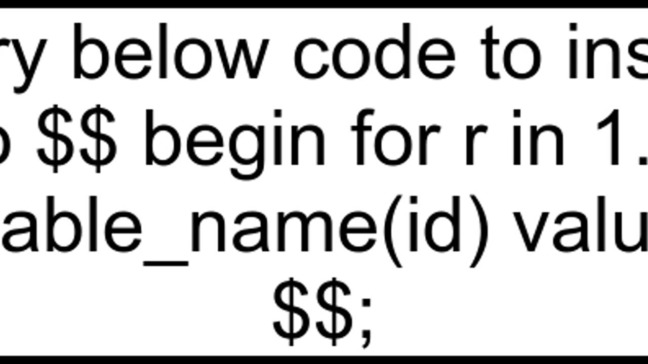 How to insert data in postgresql using for loop