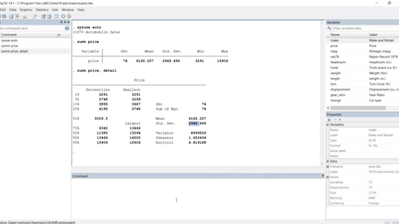 #StataTutorials : How to calculate Mean , Median In #Stata?