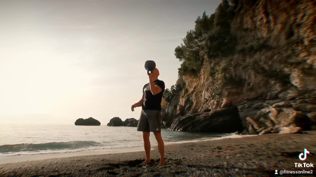 Fitness exercises by the sea