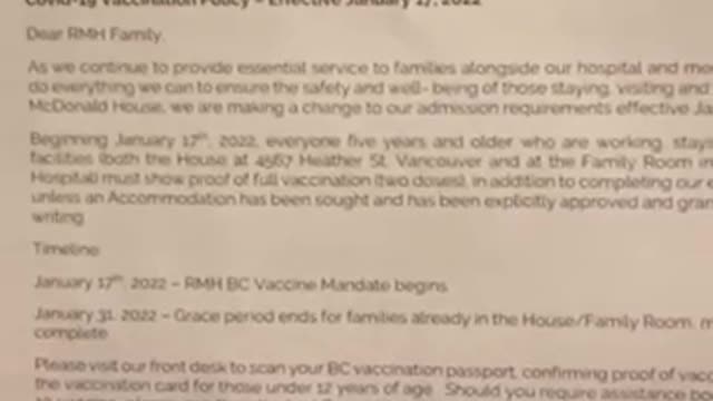 Ronald McDonald House In Canada Now Evicting Kids With Leukemia If They Don't Have The Covid Jab