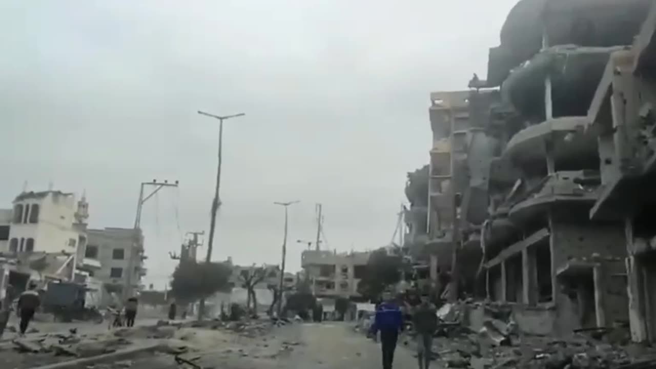 Massive destruction at the Abu Sharkh roundabout area