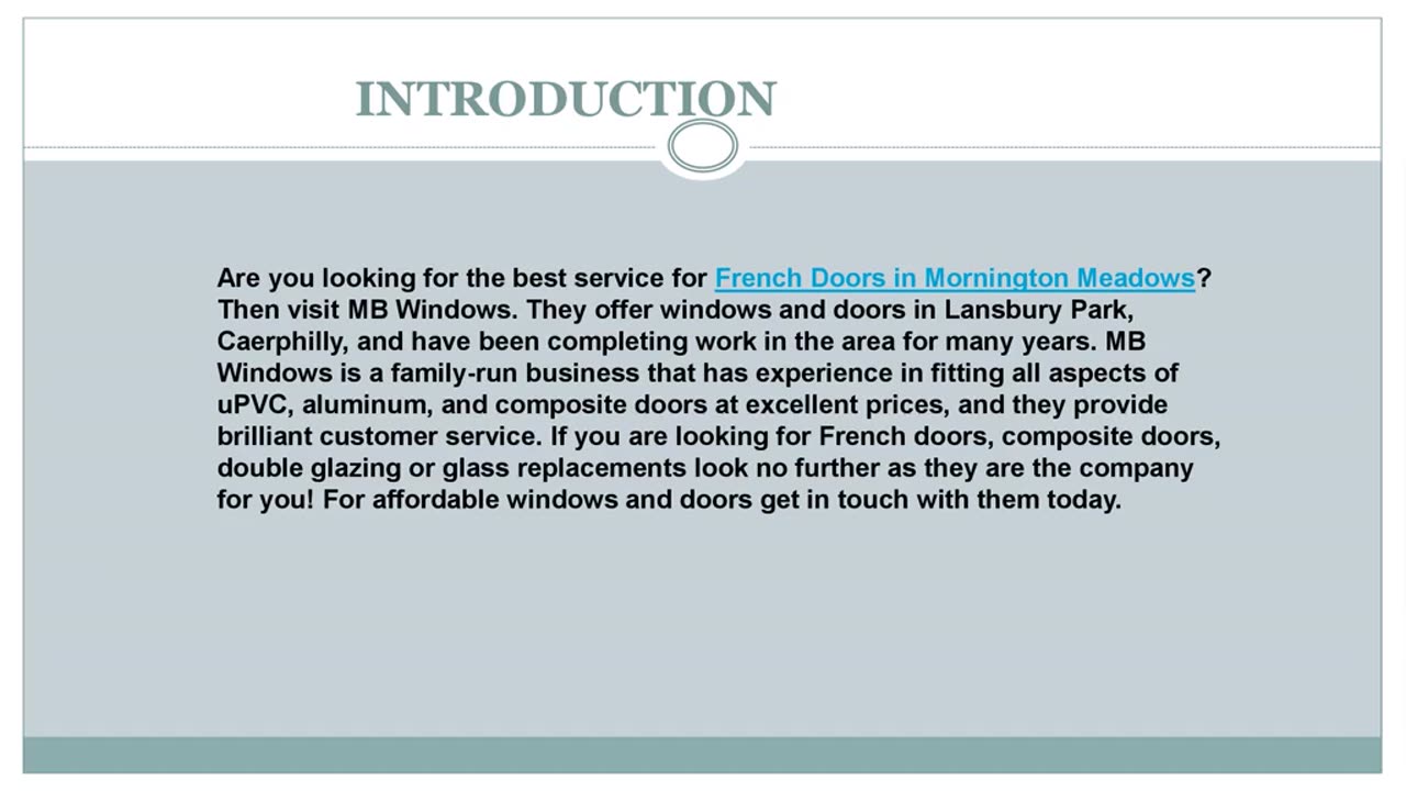 Looking for the best French Doors in Mornington Meadows