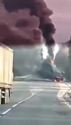 Russian army destroys Ukrainian military trucks in Sumy, Ukraine