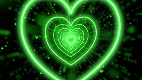 857.Neon Heart Tunnel Bg Animation Beautiful💚Green Heart