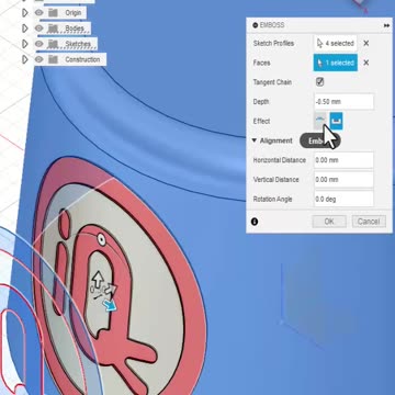 Fusion 360: Import SVG then emboss on a face