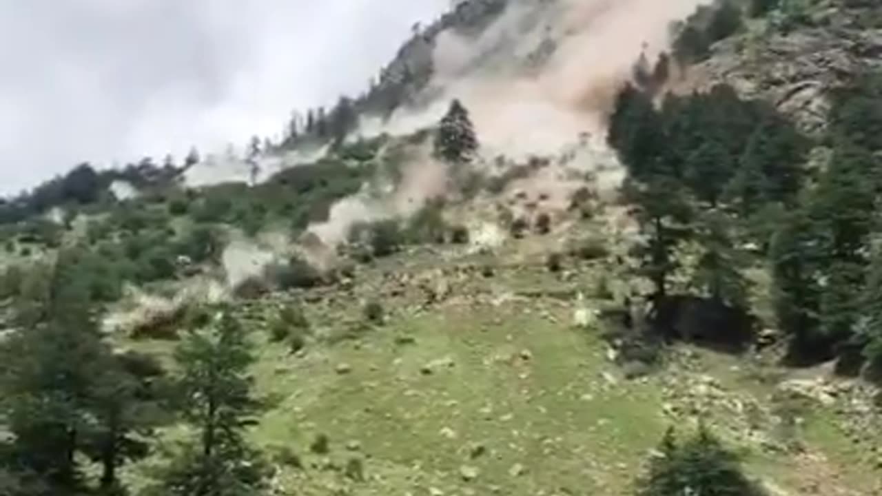 a mountain exploded and caused a landslide