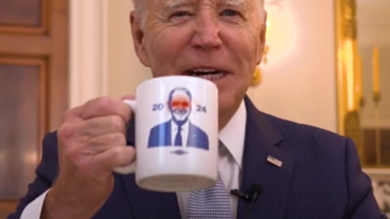 Joe Biden - I like my Coffee Dark - Activated Eyes on Cup