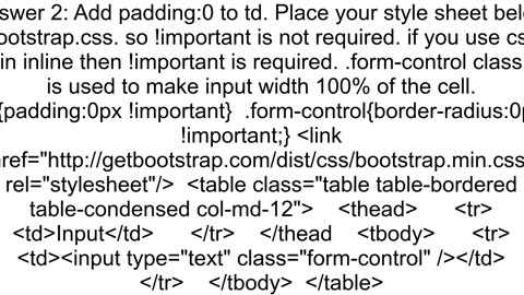 Bootstrap table with no paddingmargin