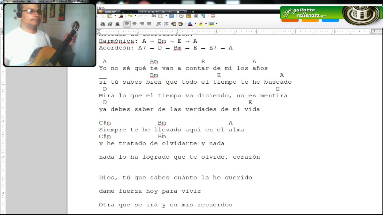 Las verdades de mi vida - Transcripción de acordes (Parte 1) - Diomedes Díaz