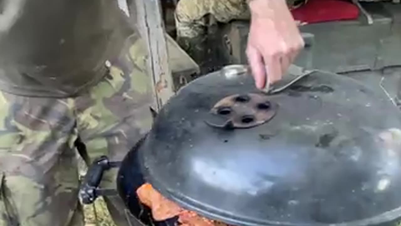 A delicious dinner is one of the few reasons for joy on the front line