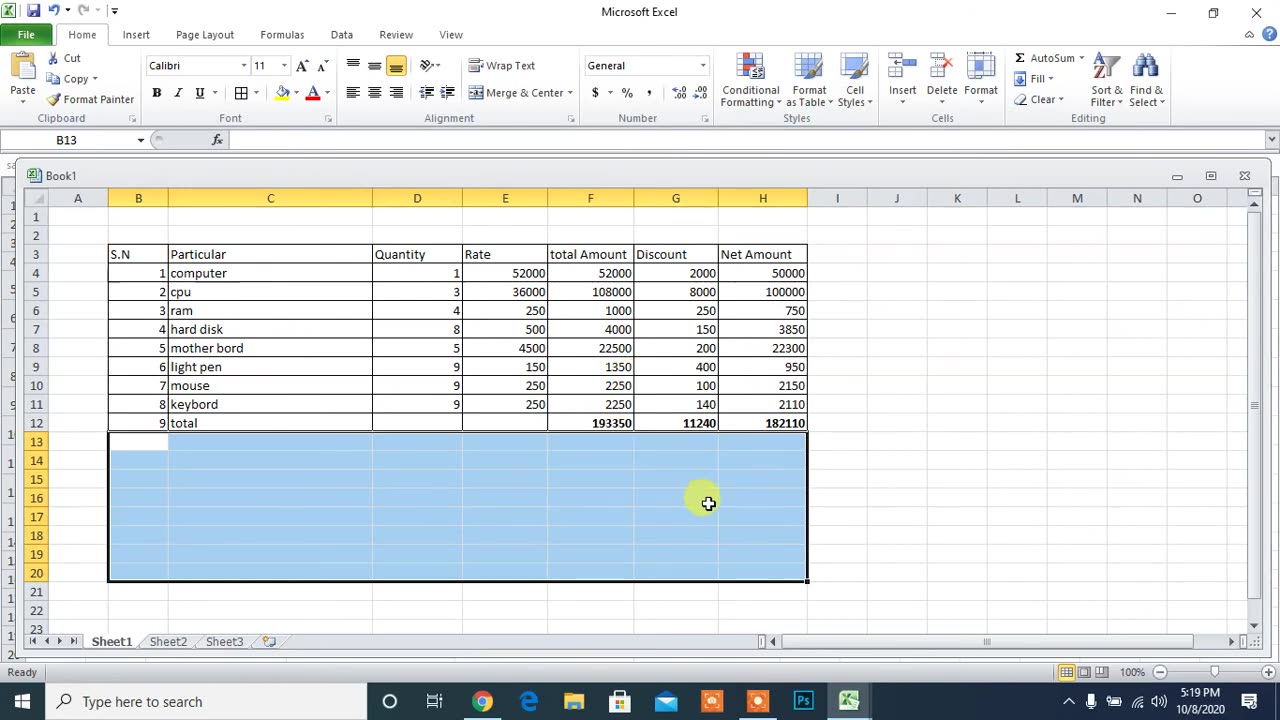 Excel ma bill kasari banaune ?