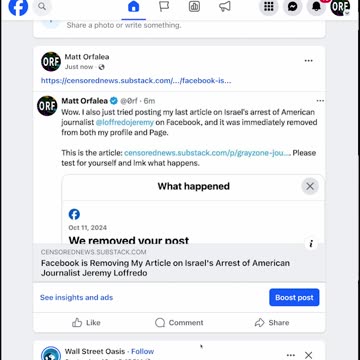 Facebook Censoring Article on Facebook Censorship 10/12/24