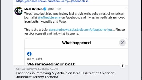 Facebook Censoring Article on Facebook Censorship 10/12/24