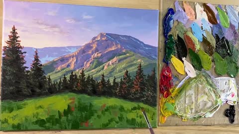 The process of Dashen painting acrylic landscape painting, the content is very suitable for learning