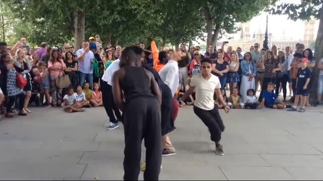 Sidewalk entertainment, street dancers. Part 5