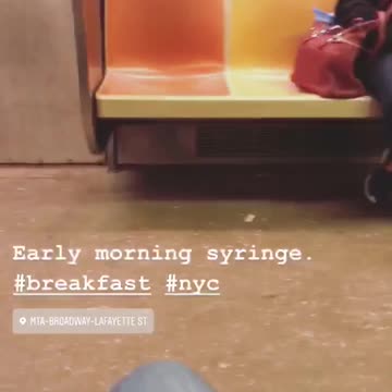 Early morning syringe on subway