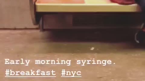 Early morning syringe on subway