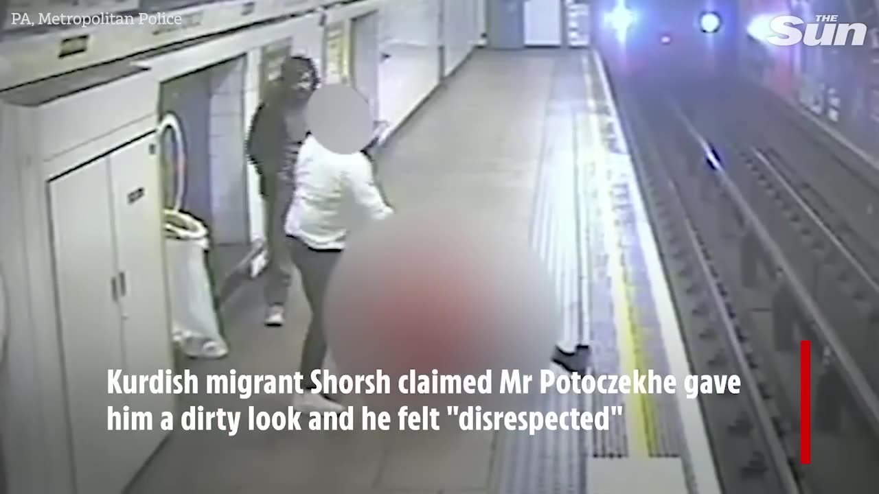 Terrifying moment thug shoves postman onto Tube tracks just as train pulls into station