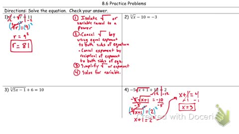 Solving Radical equations