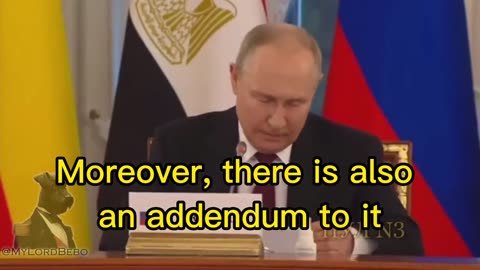 Vladimir Putin speaking about the negotiations with Ukraine in Turkey showing to the African leaders