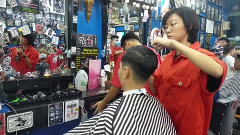 Talent Girl in Vietnam Barbershop - Hair Cut for Men - Professional Barber