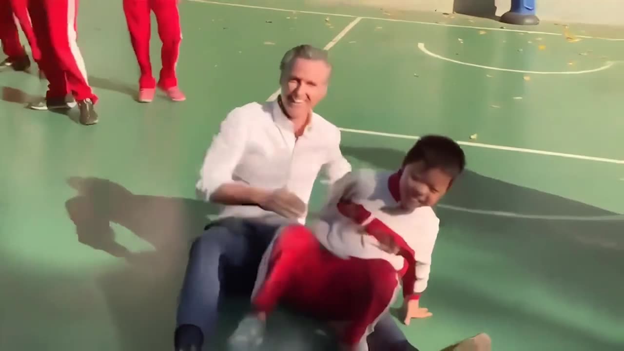 Newsom ‘plows through a small child’ during pickup basketball game in China